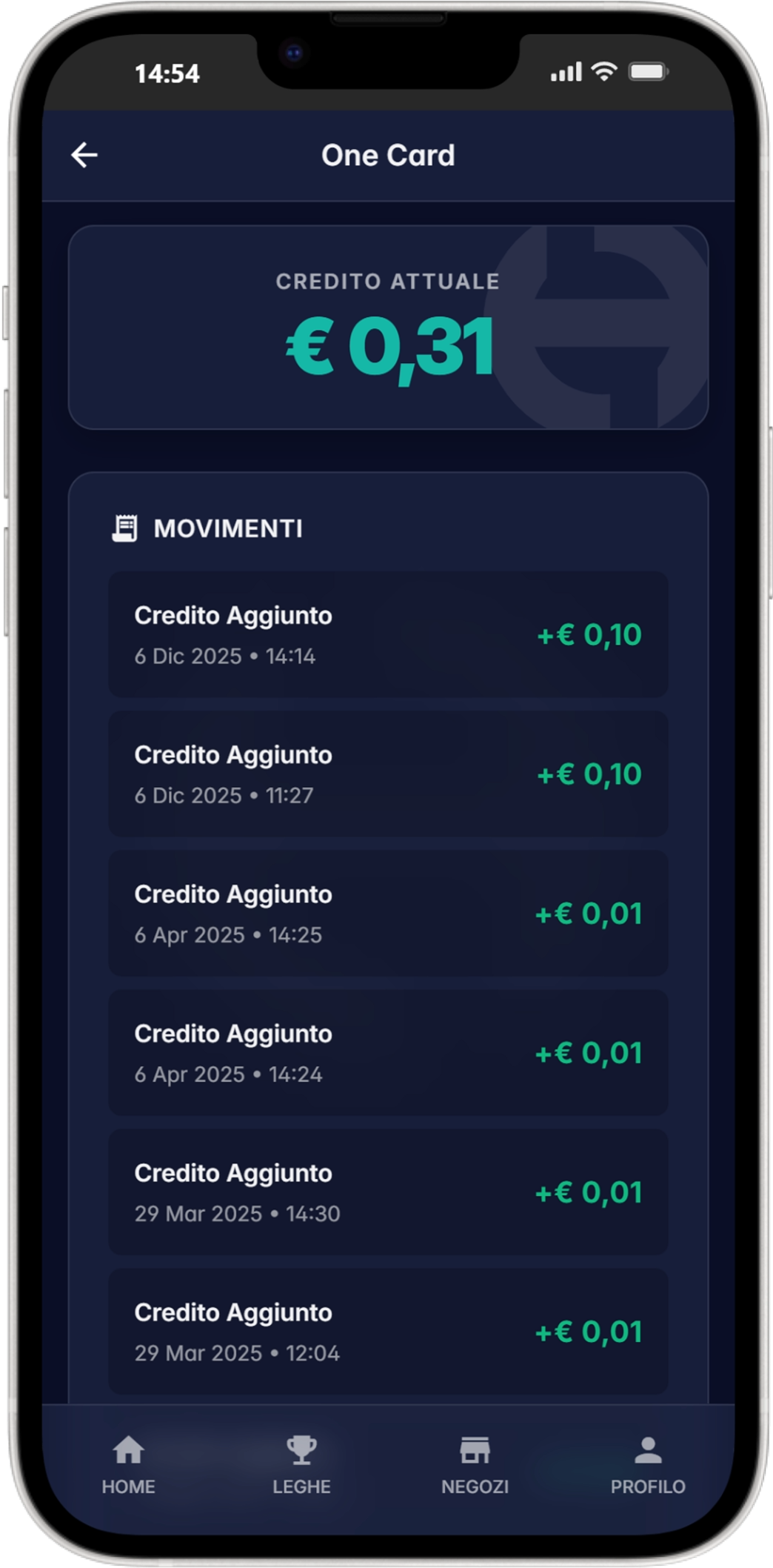 PlayerHub - Storico Transazioni