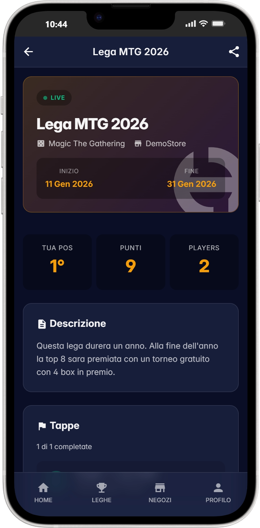 PlayerHub - Dettaglio Evento