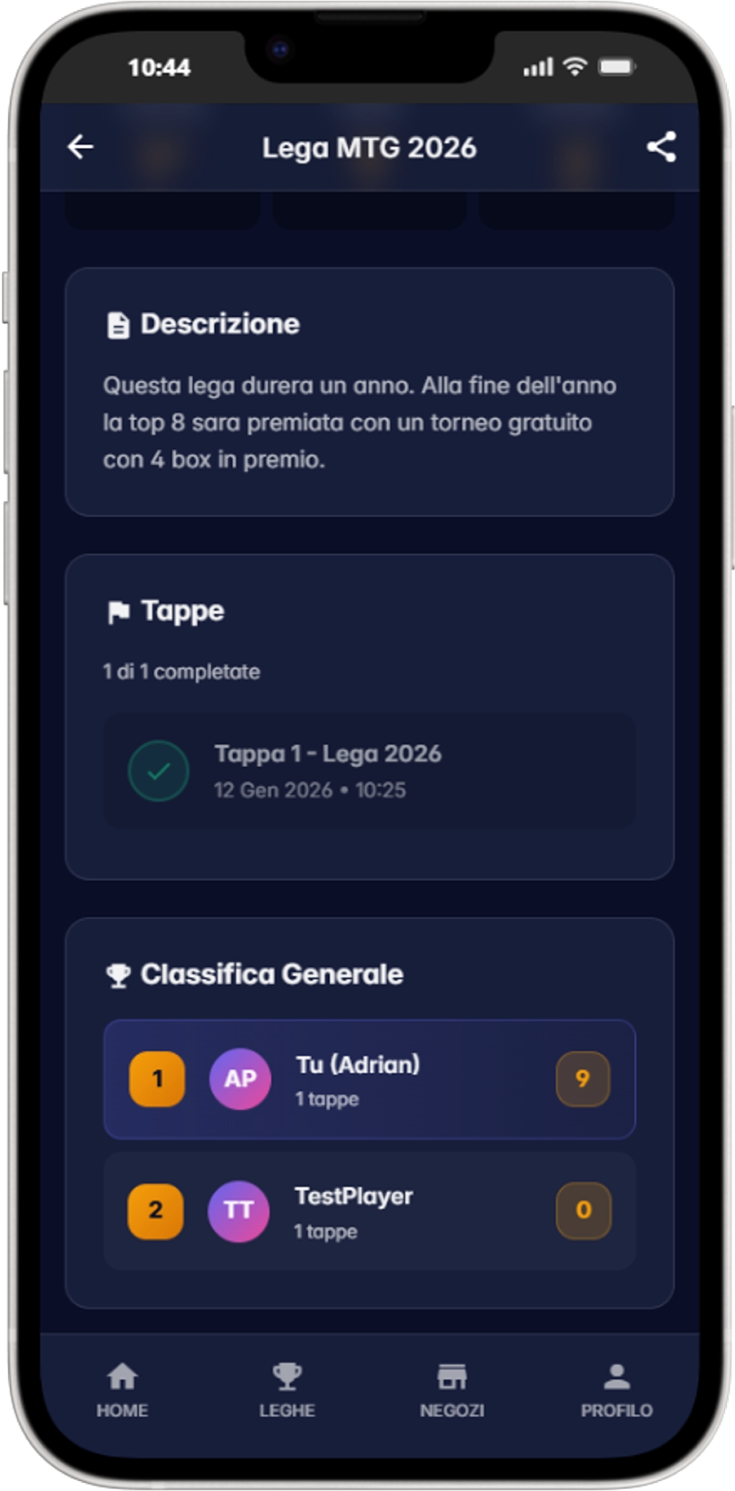 PlayerHub - Classifica Lega